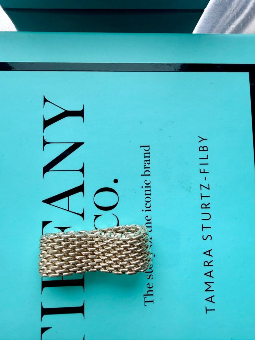 Tiffany & Co. Somerset 10MM Wide Band Mesh Weave Chain Ring Sterling Silver 925 - Picture 4 of 8